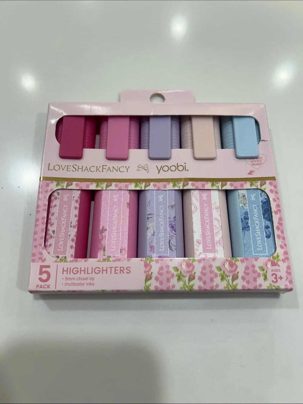 LoveShackFancy Pastel Floral Highlighter Set - Pink, Lavender, Cream, Blue